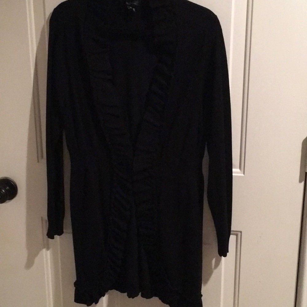 Black ruffled cardigan